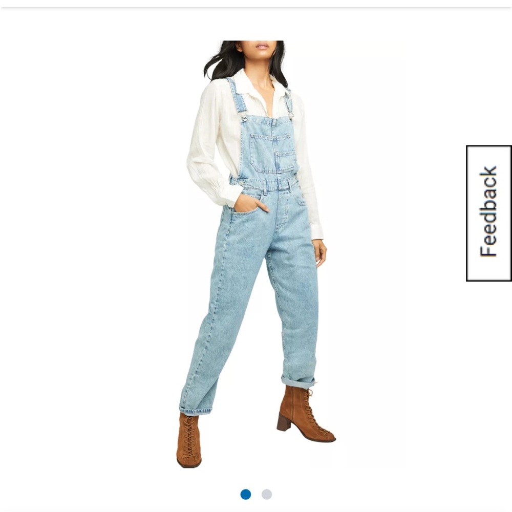 Free People Sky Blue Denim Overalls